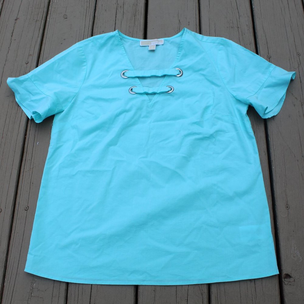 MICHAEL KORS Turquiose SS Blouse Shirt S